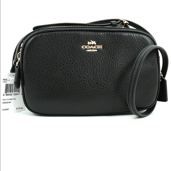 NWT genuine Coach crossbody pouch BLACK - Picture 2 of 4